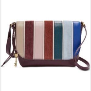Fossil Handbag Crossbody Leather Patched p…